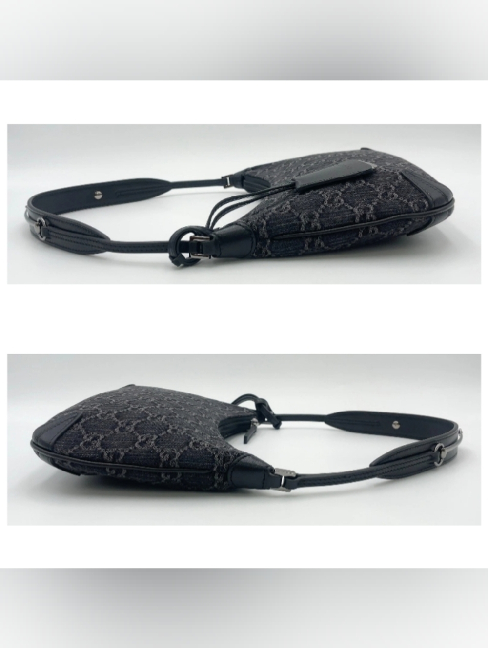 SALE! Gucci Horsebit Slim Small GG Denim/Leather Black Hand/Shoulder Bag - Picture 4 of 16